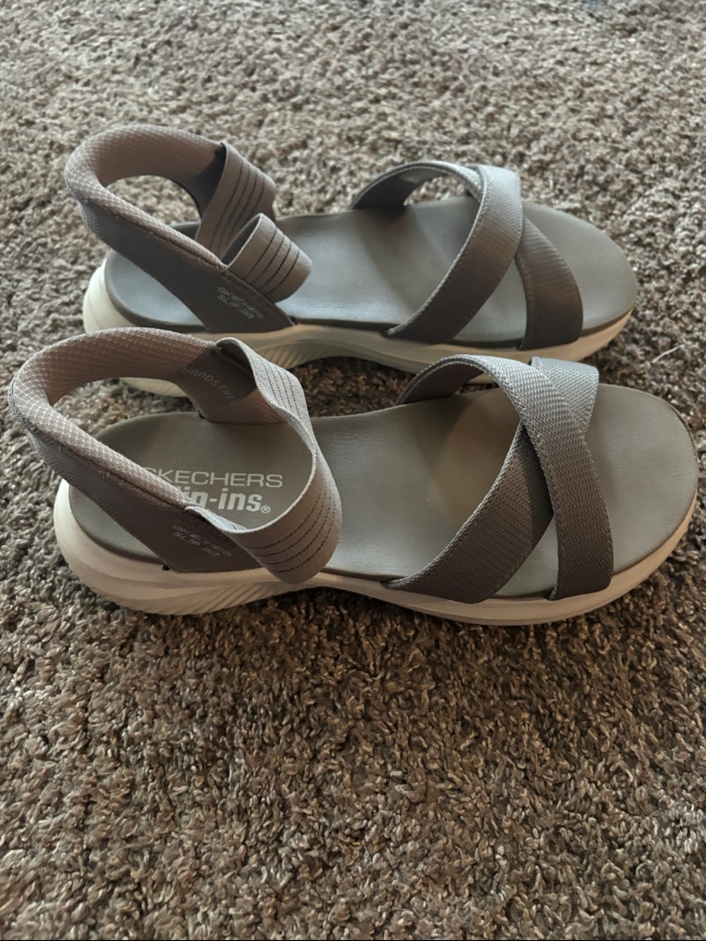 Skechers Women's slip-ins Gray Elastic Strap Sandals - Picture 1 of 5